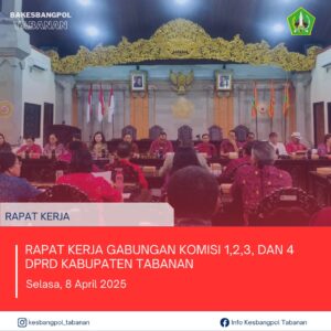 Kegiatan Badan Kesbangpol Kabupaten Tabanan. Selasa, 8 April 2025. Rapat Kerja Gabungan Komisi 1