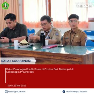 Mengikuti Rapat koordinasi membahas data potensi dan peristiwa konflik sosial di Wilayah Bali ya