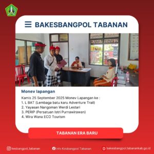 LAPORAN MONITORING DAN EVALUASI (MONEV) LAPANGANBadan Kesatuan Bangsa dan Politik Kabupaten Taba (5)