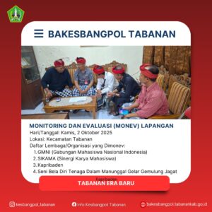 LAPORAN MONITORING DAN EVALUASI (MONEV) LAPANGANHari-Tanggal- Kamis, 2 Oktober 2025Lokasi- Kecam